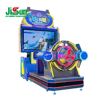 Máquina recreativa de combate aéreo Time Pilot con plataforma de movimiento dinámico, simulador de vuelo operado con monedas y luces LED