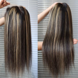 Perruque Lace Frontal Closure 13x4 en Cheveux Humains Remy Vierges Bruts, avec Balayage 1B et Mèches <span class=keywords><strong>Grises</strong></span> Piano, Dentelle Transparente, Perruque Grise - Product Image 3