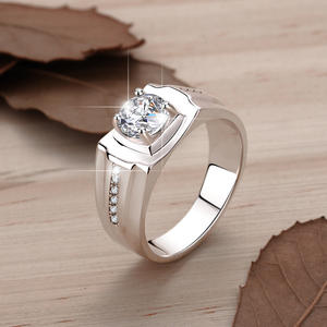 新品絶妙なホットセール価格925スターリングシルバー明るいカット楕円形ファッションライト高級ジルコニアメンズ結婚指輪アクセサリー - Product Image 3