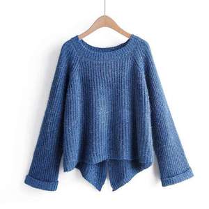 2024 estilo europeo y americano <span class=keywords><strong>cuello</strong></span> redondo manga larga rollo puños dobladillo decorativo mangas divididas suéter suelto ropa de <span class=keywords><strong>mujer</strong></span> - Product Image 2