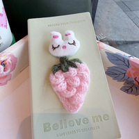 Carnet à feuilles mobiles en peluche lapin mignon de dessin animé avec fraises pour étudiants - Cadeau créatif pour filles