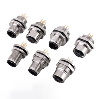 Conector de Montaje en Panel M12 X-Code de 8 Pines, Instalación Trasera, Fijación Frontal, IP67, Tipo Soldadura, Macho y Hembra