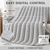 Plaid chauffant 50*60 pouces en fausse fourrure de lapin, flanelle double couche, 6 niveaux de chauffage, lavable, CE, vente en gros, direct usine