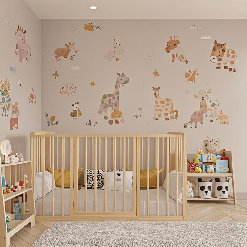 Solid Wood Playpen for Twins Modern