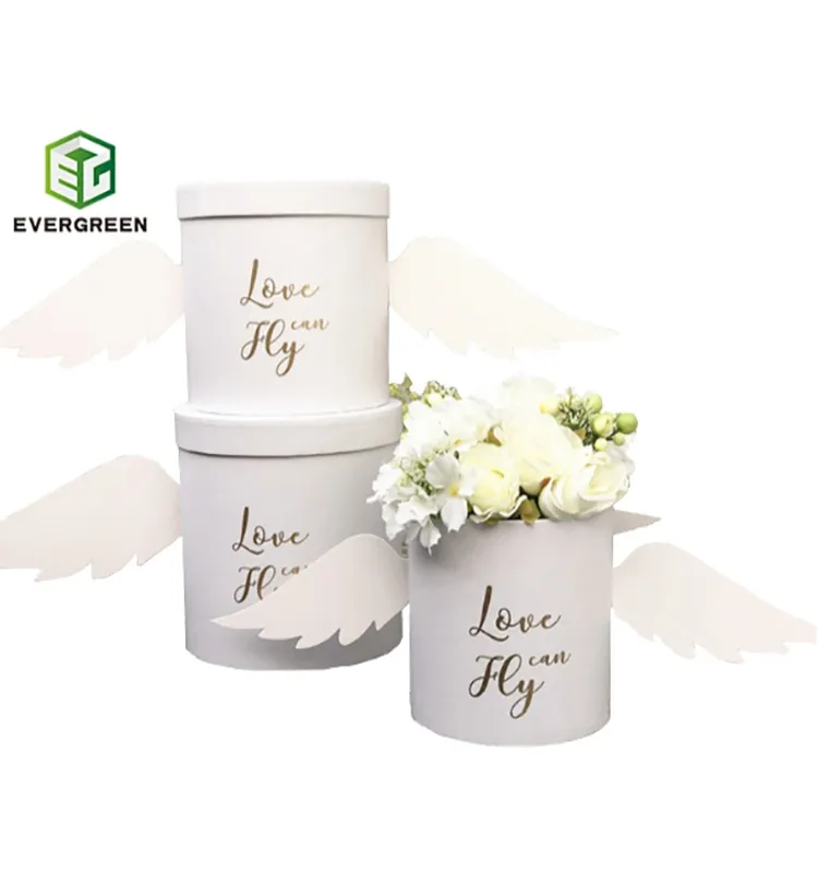 Wholesale Custom Round Hat Tube Cylinder Plain Cardboard Rose Flower Packaging Packing Wedding Gift Boxes