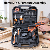 Kit d'outils de réparation quotidienne pour la maison, perceuse sans fil au lithium, 46 pièces