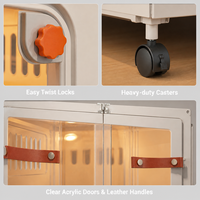 Grande cage à chat multi-niveaux, villa de luxe pour chat avec roulettes, porte transparente, hamac et tiroir à litière pour chats d'intérieur