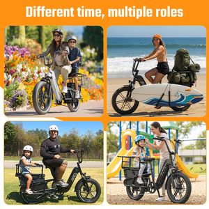 Bici <span class=keywords><strong>Elettrica</strong></span> <span class=keywords><strong>Cargo</strong></span> Familiare con Pneumatici Fat da 20 Pollici K008, Batteria al Litio 48V, Bici <span class=keywords><strong>Elettrica</strong></span> Ibrida <span class=keywords><strong>Cargo</strong></span> con Portapacchi Posteriore e Sedile - Disponibile in Magazzino UE - Product Image 4