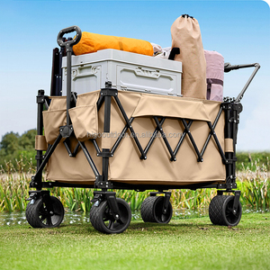 Carrito <span class=keywords><strong>de</strong></span> <span class=keywords><strong>Camping</strong></span> Plegable <span class=keywords><strong>de</strong></span> Cuatro Ruedas, Carrito Utilitario para Parque, Picnic, Playa, Jardín, Carrito <span class=keywords><strong>de</strong></span> Mano Plegable para Exteriores con Barra <span class=keywords><strong>de</strong></span> Empuje y Arrastre - Product Image 2