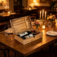 Boîte de rangement pour vin en bois de pin au fini brûlé, boîte cadeau en bois pour deux bouteilles de vin