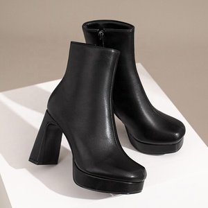 Wide Fit Size 13 Women's Square Heels Stone Print Short <b>Boots</b> Medium Chunky Heel Shoes Booties Custom Large Sizes for Big Feet - Product Image 6