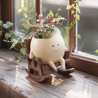 Fauteuil à bascule créatif en forme de petit pot de fleurs, mignon pour plantes succulentes, idéal pour balcon, intérieur, cour, haut de gamme et durable
