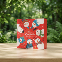 Boîte cadeau de Noël rouge en papier kraft texturé biodégradable, avec lamination mate rigide, logo personnalisé, luxe, jetable, pour expédition
