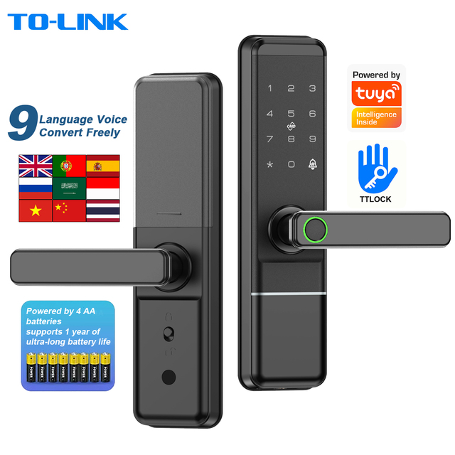 Tuya Wifi Password Fingerprint Ttlock Wood Smart Lock for Wooden Door