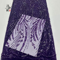 Tissu en maille brodé de paillettes de luxe en gros avec tulle français et dentelle nigériane pour robe de mariée et robe de soirée