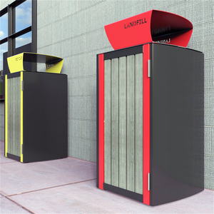 Cubo de basura público Rectangular de acero inoxidable negro para exteriores de la marca HD al por mayor cubo de basura de Pedal resistente al agua para Park Street - Product Image 1