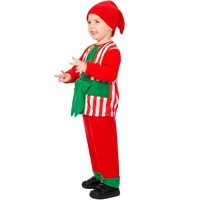 Kinder Weihnachtself-Kostüm: Rot-Grün Gestreifter Pyjama-Set mit Mütze - Niedliches Festtagsoutfit für Feiertagspartys & Spielzeugwerkstatt-Spaß