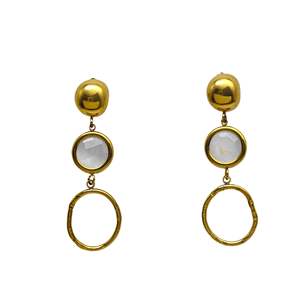 Pendientes Geométricos de Moda, Chapados en Oro PVD, Acero Inoxidable 316L, Cuarzo Sostenible y Resistente - Product Image 1