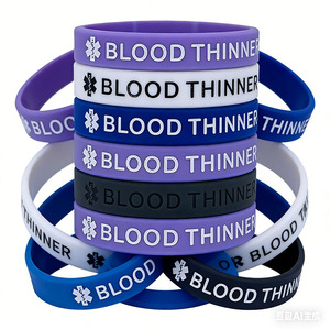 Pulseras de silicona de alerta médica para anticoagulantes, paquete de 5 pulseras multicolor para hombres y mujeres con símbolo de emergencia - Product Image 1