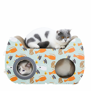 Gatto di lusso moderno Scratching Board Design unico in carta per alberi di gatto graffio sostenibile curvo per un comodo cartone classico - Product Image 1