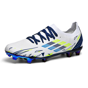 Chaussures de football pour hommes, femmes et jeunes, en tissu mesh respirant, pour toutes les saisons, entraînement et compétition, blanc, bleu, noir - Product Image 3