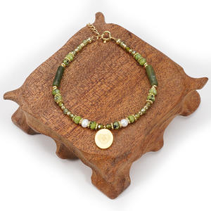 Collar de piedra de jade verde oliva natural para mujeres y hombres, cristal curativo, energía, piedra de ágata verde, joyería, Gargantilla con cuentas, venta al por mayor - Product Image 3