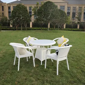 플라스틱 가구 유리 안뜰 야외 식당 정원 테이블 세트