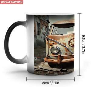 Portable Lightweight Frosted Black <b>Ceramic</b> <b>Mug</b> 11oz Heat Changing Cup for Business Trip - Product Image 1
