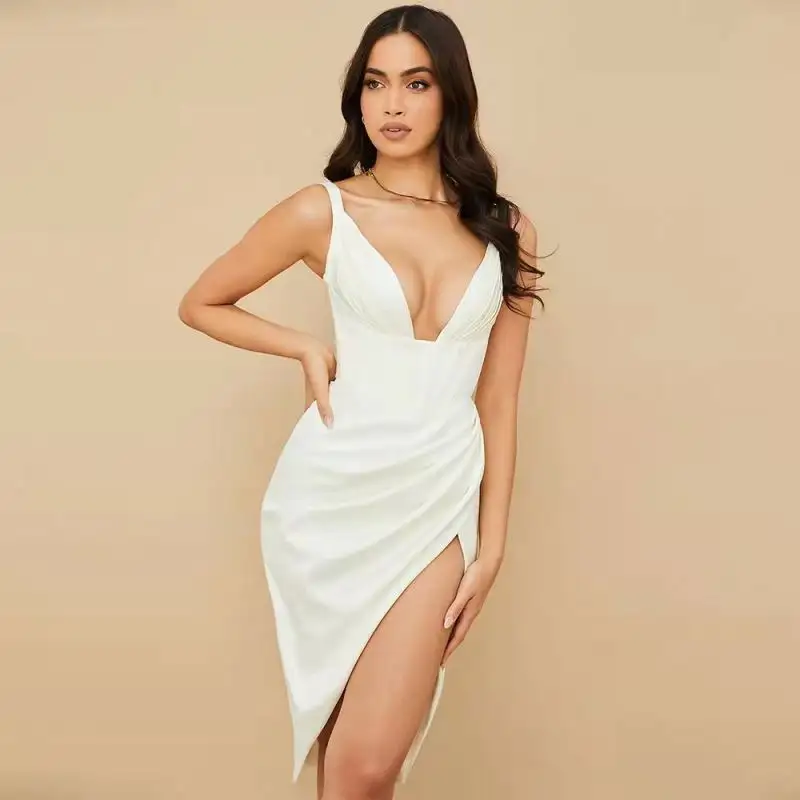 2024 Hersteller günstiges vintage sexy Bodycon-Kleid elegantes Abendkleid Seitenschlitz Party-Kleid für Damen