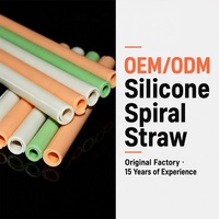 Tube en silicone OEM, paille en silicone de qualité alimentaire, paille spirale flexible réutilisable pour gobelet à eau, thé au lait, couleur et taille personnalisées