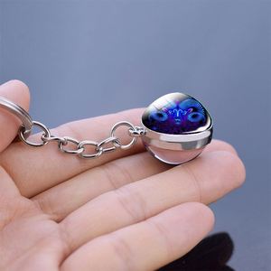 New Arrival 12 Zodiac Sign Keychains <b>Sphere</b> <b>Ball</b> Crystal Key Chains Key Rings Scorpio Leo Aries Constellation for Birthday Gifts - Product Image 4