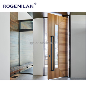 Sécurité <span class=keywords><strong>de</strong></span> la maison modernisée Portes principales en bois massif <span class=keywords><strong>Porte</strong></span> d'entrée pivotante en usine <span class=keywords><strong>de</strong></span> Foshan avec design en verre Autres portes - Product Image 5