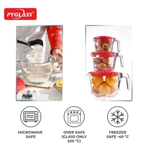 Ensemble de tasses à mesurer en <span class=keywords><strong>verre</strong></span> Pyglass avec couvercles, pichets à mesurer avec poignée, tasses à mesurer pour liquide de nidification pour la cuisine - Product Image 4