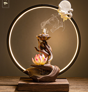 Bruciatore di <span class=keywords><strong>incenso</strong></span> di loto in ceramica <span class=keywords><strong>a</strong></span> <span class=keywords><strong>cascata</strong></span> cinese portabicchieri di <span class=keywords><strong>incenso</strong></span> - Product Image 1