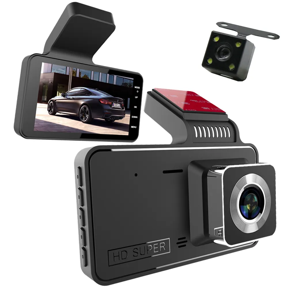 24H Dash Cam Black Box In Car DVR Video Recorder Rear View Camera Dual Lens HD Cycle Recording Video Mirror Recorder Black Box