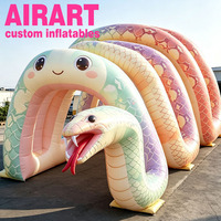 Tunnel pour animaux sur mesure, passage gonflable amusant en forme de serpent pour parc d'attractions pour enfants avec éclairage LED