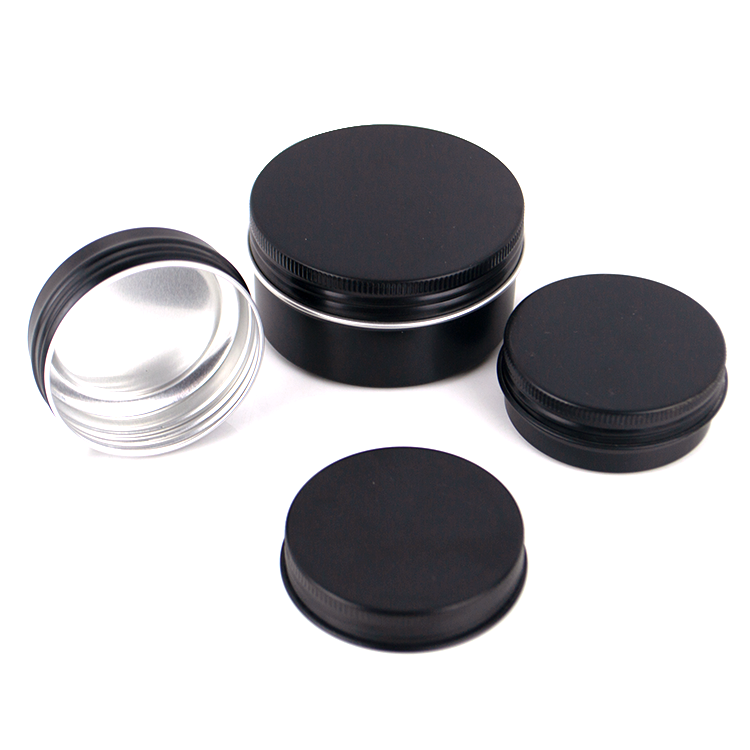 High quality Screw top black metal containers aluminum tin can with lids 30g 60g 120g