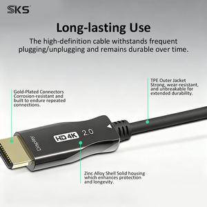 Cable de Fibra Óptica HDMI 4K de 18 Gbps, 4K 60 Hz, 2K 120 Hz, Gris, Cable de Alta Velocidad para <span class=keywords><strong>TV</strong></span>, Proyector, PS5, Xbox, PC, Decodificador - Product Image 5