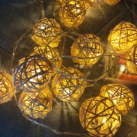 20 leds Rattan Balls LED String Fairy Lights Coffee Outdoor Christmas Wedding Party Decoration Lights