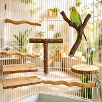 Ensemble de jouets pour oiseaux en bois naturel, perchoir pour perroquet, plateforme suspendue, jouet à mâcher, accessoires de cage