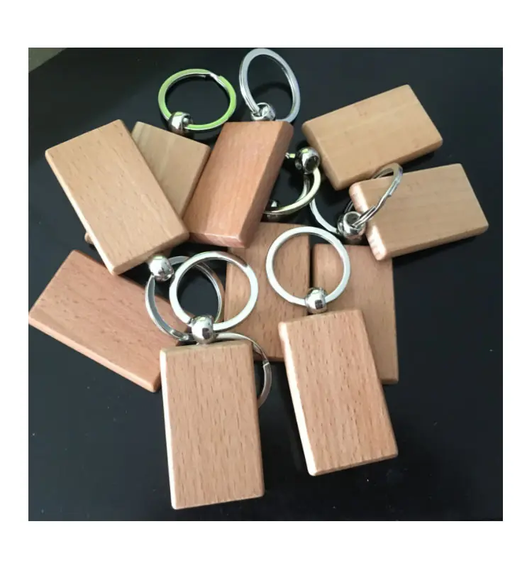 Porte-clés en bois vierge porte-clés en bois porte-clés porte-clés en bois pour cadeau de bricolage
