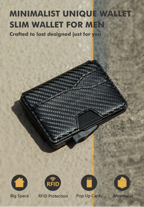 Automatic Pop up Bifold <b>Wallet</b> Cardholder Men Slim Business Carbon Fiber Leather Metal Aluminum RFID Credit Card <b>Holder</b> - Product Image 5