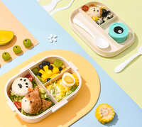 Boîte à lunch bento rectangulaire légère à double étage avec 3 compartiments pour enfants, fournie par le fabricant