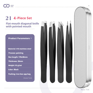 Set d'outils de maquillage en acier inoxydable 3pcs Tondeuse à sourcils Razor Scraping Comb Eyebrow Clip Scissors Tweezers - Product Image 5