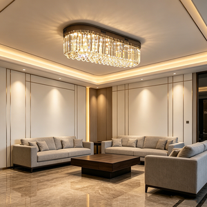 Lustre <span class=keywords><strong>rectangulaire</strong></span> <span class=keywords><strong>de</strong></span> luxe BGST pour salle à manger, luminaire moderne en cristal, lampe suspendue au plafond - Product Image 3