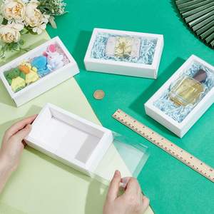 קופסת נייר קראפט עם מכסה שקוף חלון תצוגת חלון אריזת מתנה למחזור קרטון - Product Image 3