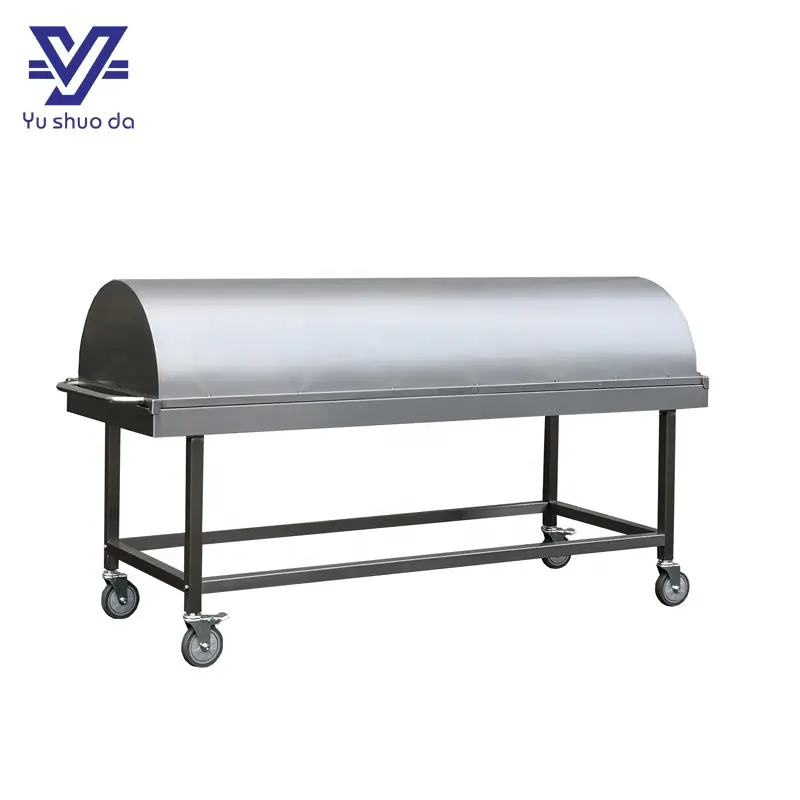 funeral coffin trolley with lifting systems with two gears