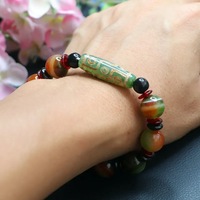 Bracelets porte-bonheur en perles d'agate Dzi à neuf yeux, forme baril, pierre précieuse, calcédoine colorée, unisexe, vente en gros