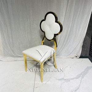 Ghế nhà hàng da PU thiết kế hoa, dùng cho sự kiện, ăn uống, đám cưới vàng, khách sạn, ghế xếp chồng kiểu Ý sang trọng, khung thép không gỉ - Product Image 3