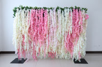 Décoration murale de fleurs artificielles en soie rouge papillon personnalisée de haute qualité pour mariage